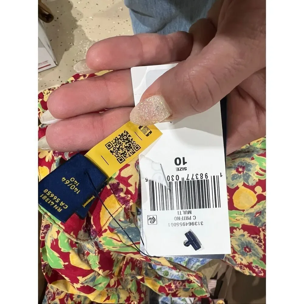 Polo Ralph Lauren NWT Girls Classic Portifino Lemon-Floral Slub Dress Multicolor